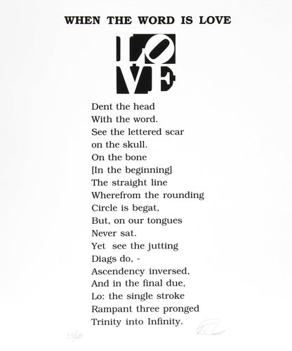 The Book of Love Poem - When the Word is Love Screenprint | Robert Indiana,{{product.type}}
