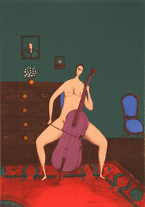 The Cellist Lithograph | Branko Bahunek,{{product.type}}