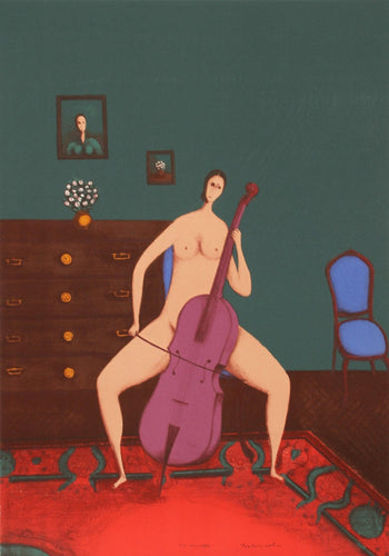 The Cellist Lithograph | Branko Bahunek,{{product.type}}