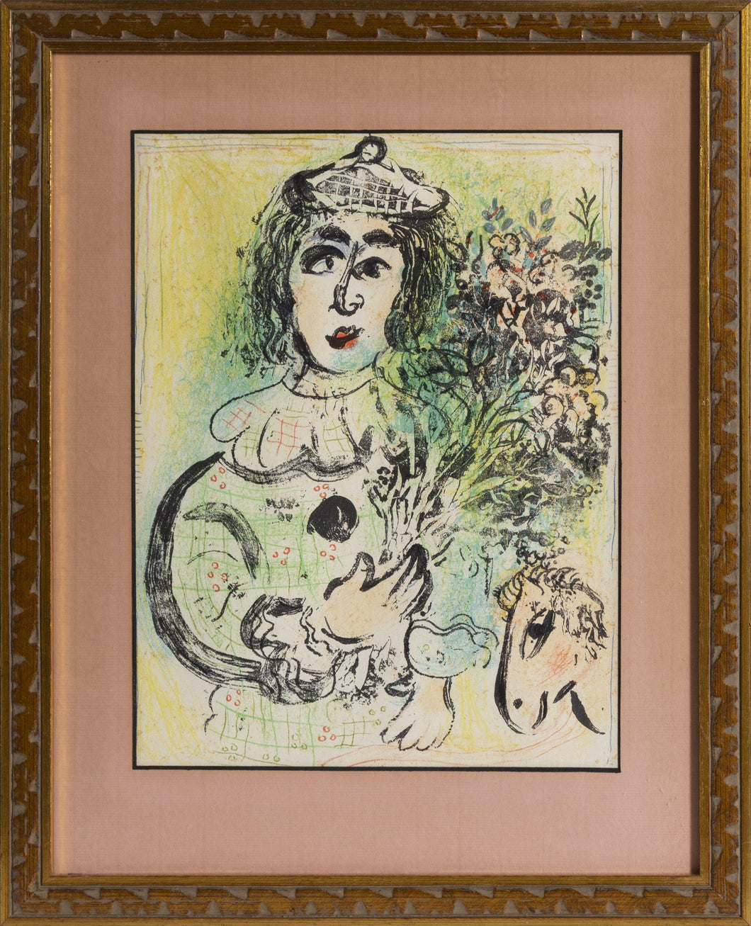 The Clown with Flowers Lithograph | Marc Chagall,{{product.type}}