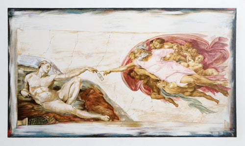The Creation of Adam with Dollar Bill Poster | Unknown Artist,{{product.type}}