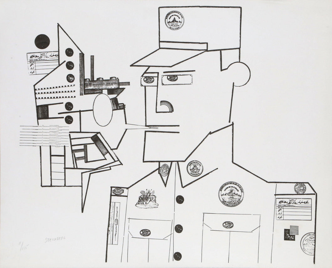 The Customs Agent from the Peace Portfolio Lithograph | Saul Steinberg,{{product.type}}