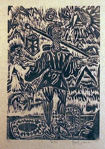 The Fool Woodcut | Robert Lederman,{{product.type}}
