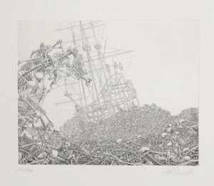 The Galleons Suite - Bateau et Ossements Etching | Hans-Georg Rauch,{{product.type}}