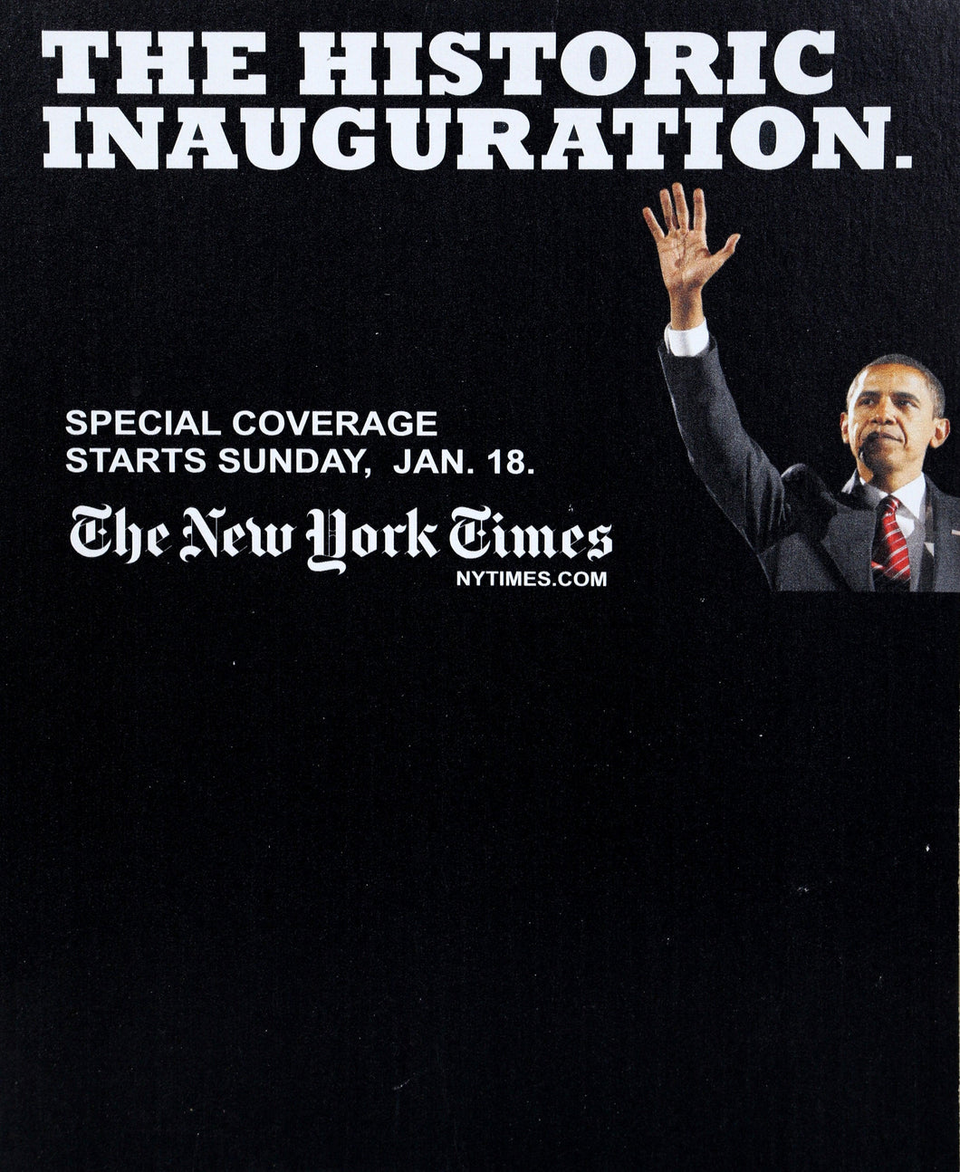 The New York Times - The Historic Inauguration - Barack Obama Ad Poster | Unknown Artist,{{product.type}}