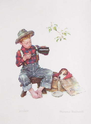 The Patient - Boy and His Dog Lithograph | Norman Rockwell,{{product.type}}