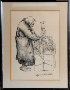 The Pretzel Lady Lithograph | Seymour Rosenthal,{{product.type}}