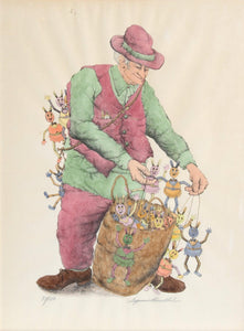The Puppet Vendor (color) Lithograph | Seymour Rosenthal,{{product.type}}