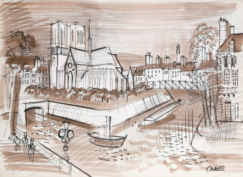 The Seine and Notre Dame 2 Ink | Charles Cobelle,{{product.type}}