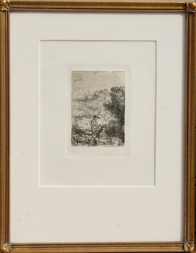 The Shepherd and His Family Etching | Rembrandt van Rijn,{{product.type}}