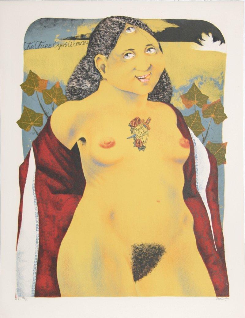 The Three Eyed Woman from the Limestoned Portfolio Lithograph | Dennis Geden,{{product.type}}