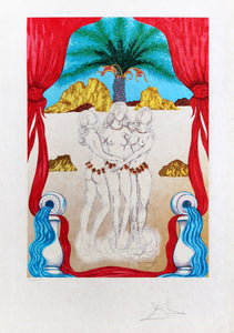 The Three Graces of Hawaii - Tarot: Three of Cups Lithograph | Salvador Dalí,{{product.type}}