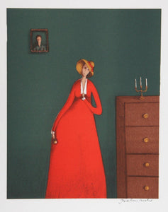 The Woman in Red Lithograph | Branko Bahunek,{{product.type}}