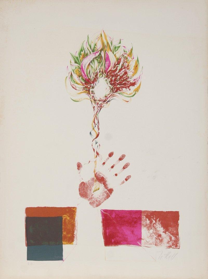 Thistle Handprint Lithograph | Unknown Artist,{{product.type}}