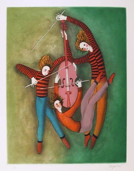 Three Cellists Etching | Ayalar,{{product.type}}