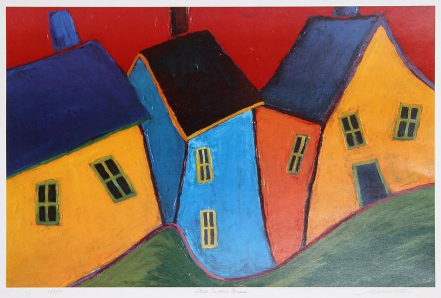 Three Crooked Houses Lithograph | Carol Ann Shelton,{{product.type}}