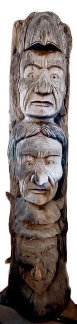 Three Faces Totem Pole Wood | Unknown Artist,{{product.type}}