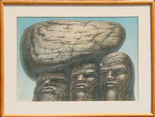 Three Heads Lithograph | De Es Schwertberger,{{product.type}}