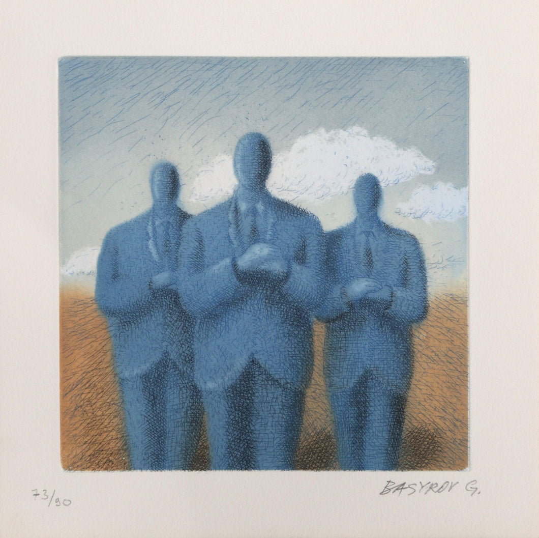 Three Men in Suits Etching | Garif Basyrov,{{product.type}}