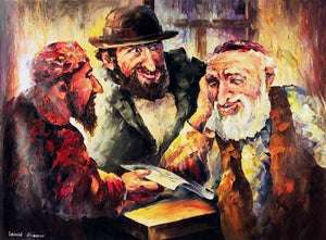 Three Men Studying the Torah Oil | Leonid Afremov,{{product.type}}