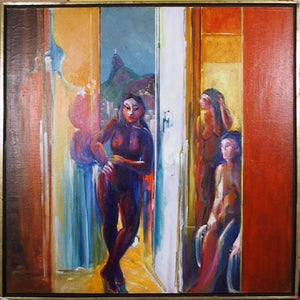 Three Nudes on the Terrace Acrylic | Benjamin Silva,{{product.type}}