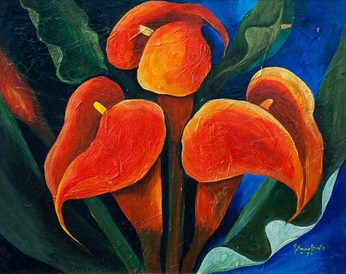 Three Red Flowers Oil | Patricia Brintle,{{product.type}}