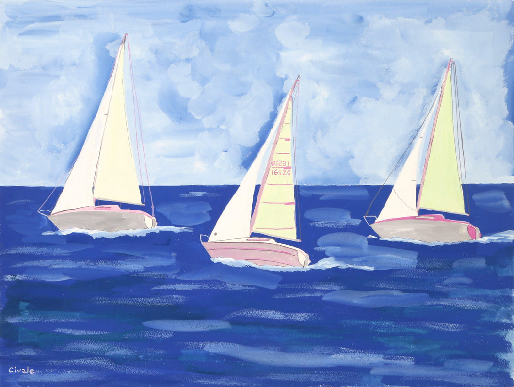 Three Sailboats Gouache | Biagio Civale,{{product.type}}
