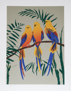 Three Tropical Robins Screenprint | Anne E. Nipper,{{product.type}}