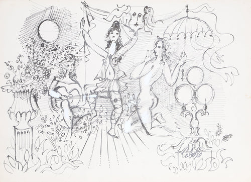 Three Women in Garden Ink | Charles Cobelle,{{product.type}}