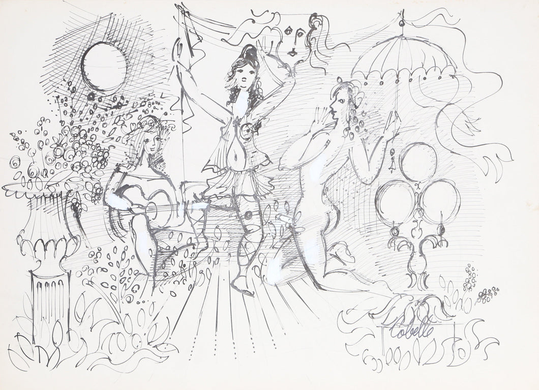 Three Women in Garden Ink | Charles Cobelle,{{product.type}}