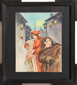 Three Women of the Night Watercolor | Dan Ouvel,{{product.type}}