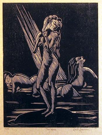 Three Women Woodcut | Robert Lederman,{{product.type}}