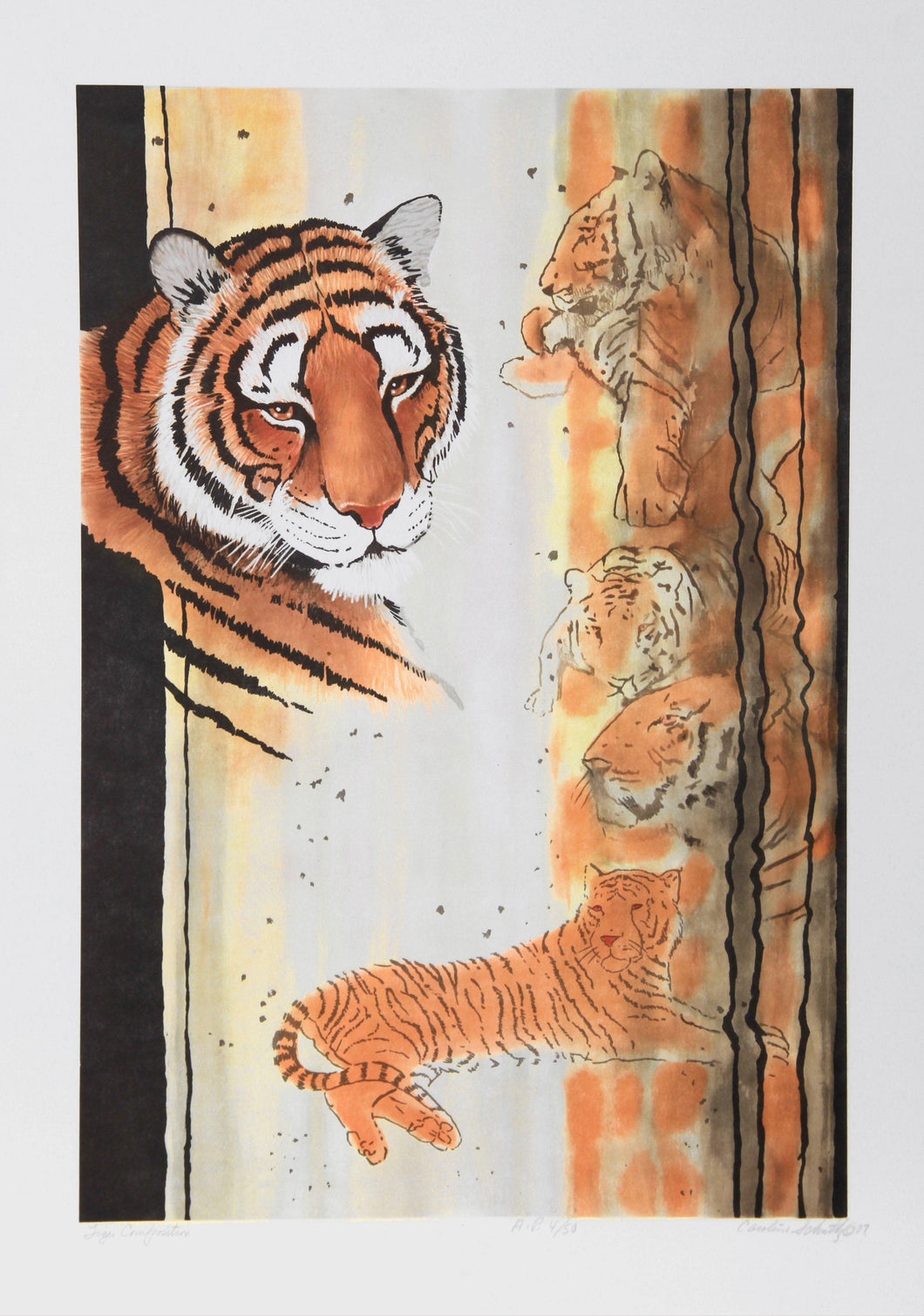 Tiger Composition Lithograph | Caroline Schultz,{{product.type}}