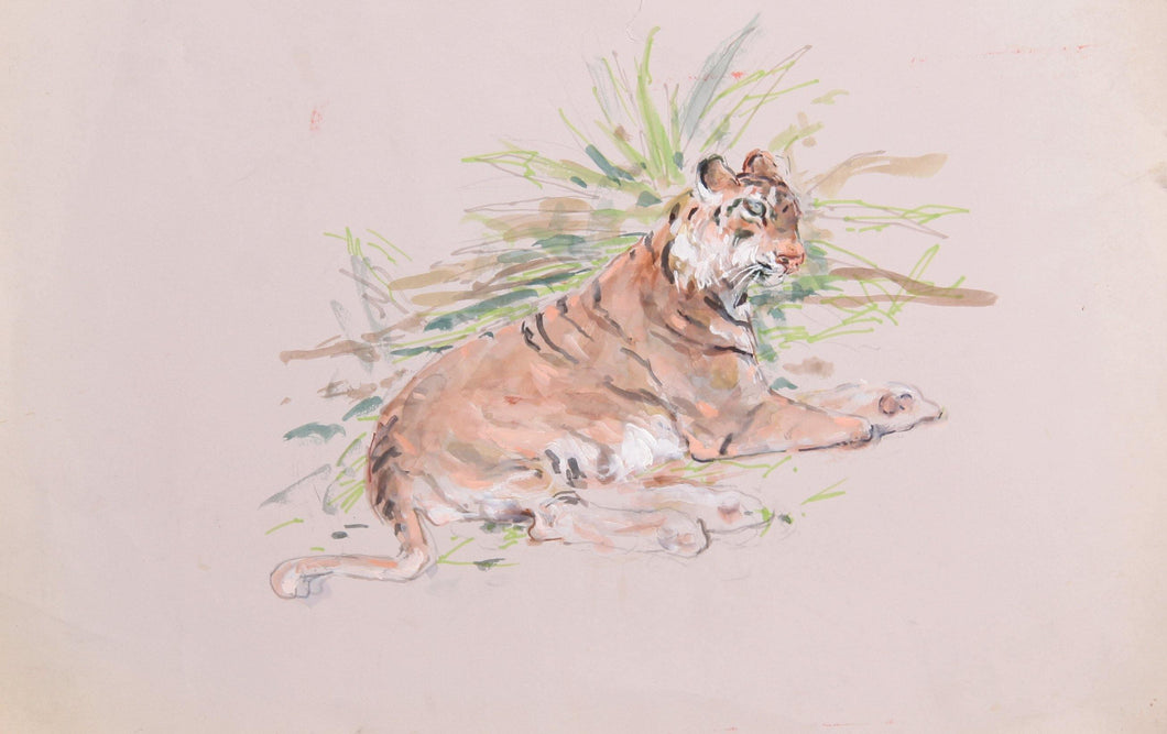 Tiger with Brush Watercolor | Marshall Goodman,{{product.type}}