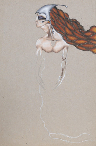 Torso of Woman in Futuristic Helmet Pastel | Jon Robyn,{{product.type}}