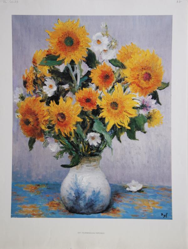 Tournesols a Tapis Blue Poster | Marcel Dyf,{{product.type}}