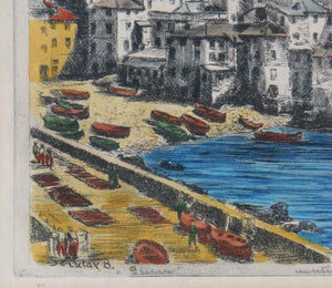 Town by the Sea Etching | Unknown Artist,{{product.type}}
