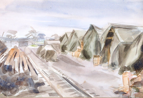 Train Tracks Watercolor | Charles Blaze Vukovich,{{product.type}}