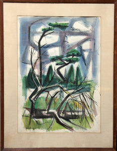 Tree in Forest Watercolor | Morton Grossman,{{product.type}}