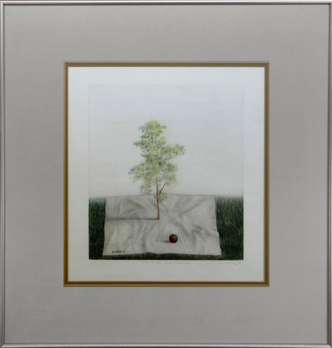 Tree on White Handkerchief Etching | K.B. Hwang,{{product.type}}