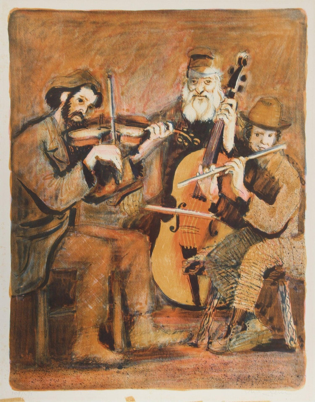 Trio of Musicians Lithograph | Yossi Stern,{{product.type}}