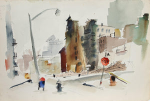 Tugboat and City Street (28) Watercolor | Eve Nethercott,{{product.type}}