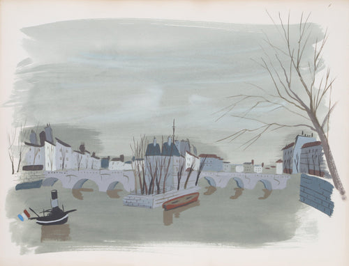Tugboat on the Seine I Watercolor | Charles Levier,{{product.type}}
