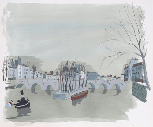 Tugboat on the Seine III Watercolor | Charles Levier,{{product.type}}