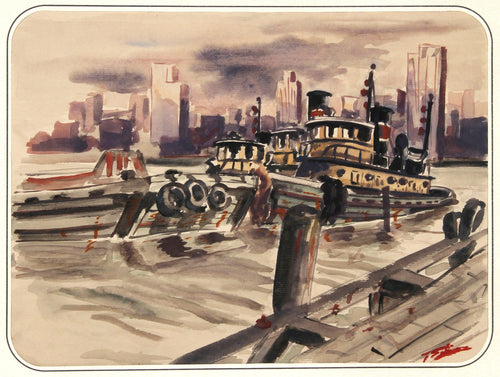Tugboat Watercolor | Unknown Artist,{{product.type}}