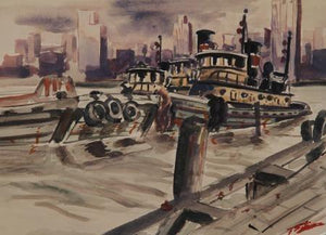 Tugboat Watercolor | Unknown Artist,{{product.type}}