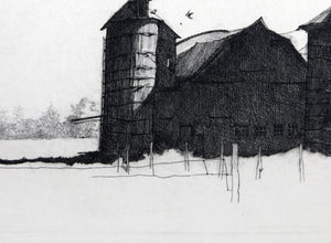 Twin Silos Etching | Sheldon 'Shelly' Fink,{{product.type}}