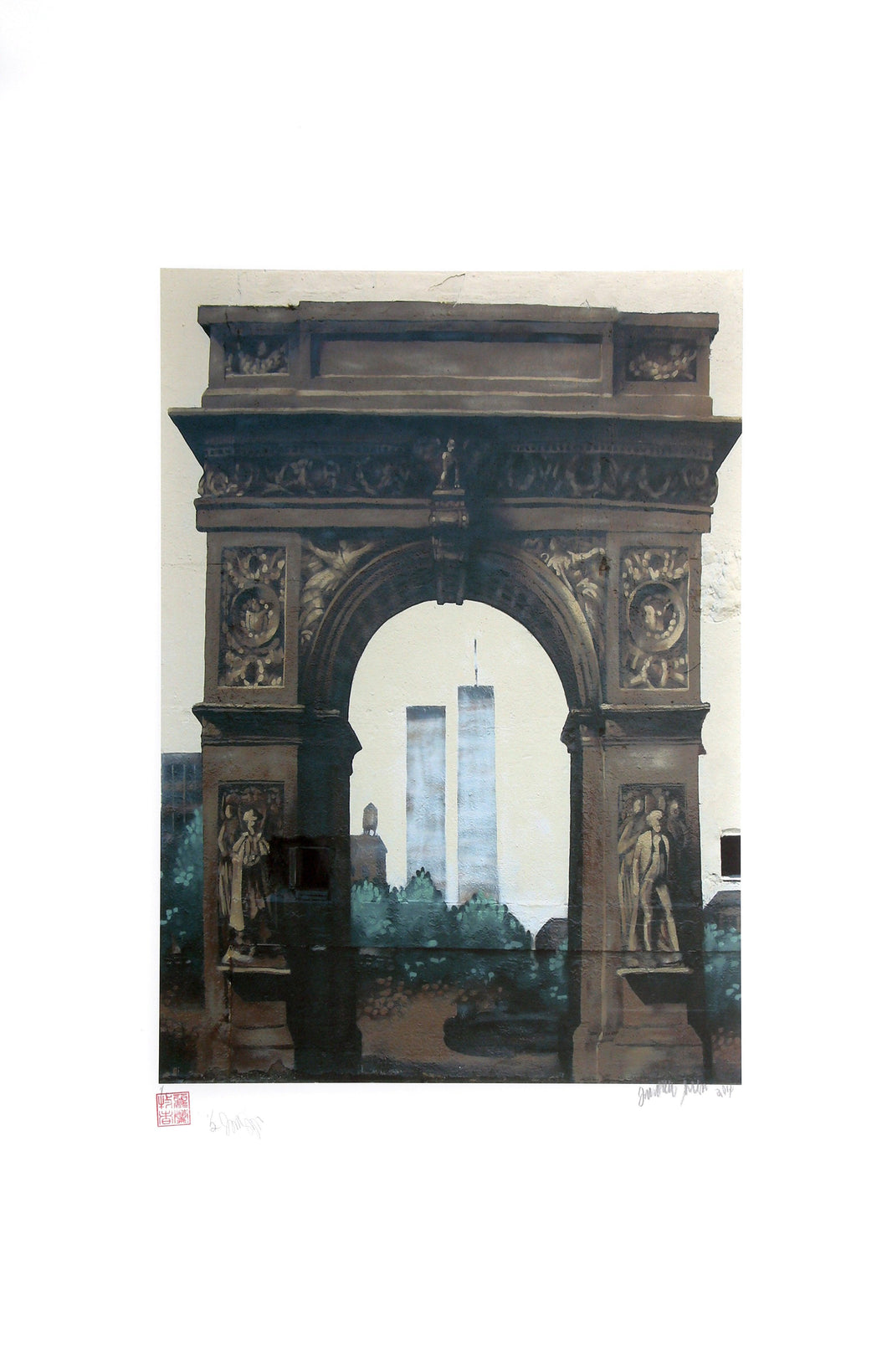 Twin Towers through Washington Square Arch Digital | Jonathan Singer,{{product.type}}