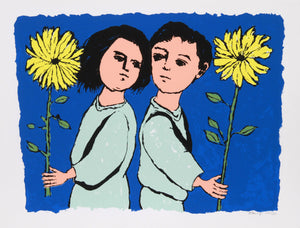 Twins with Flowers Screenprint | Frank Kleinholz,{{product.type}}