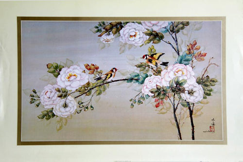 Two Birds in Lotus Tree Poster | Unknown Artist,{{product.type}}